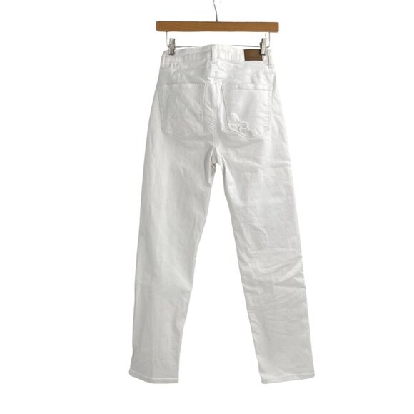 American Eagle Womens Size 2 Mom Straight Jeans Stretch Distressed White Casual - Picture 2 of 11
